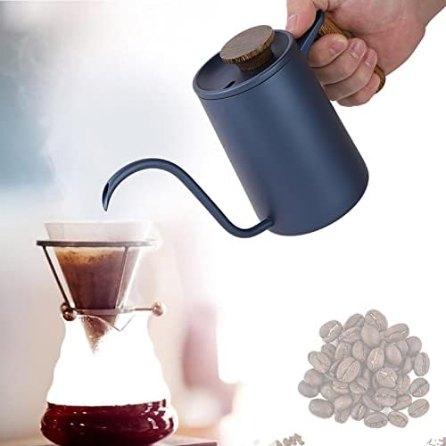 600ml Fashion Stainless Steel Handle, Drip Coffee Pot, Long Gooseneck Spout Kettle, Coffee Filter Fine Water Flows Coffee Pot (Blue) - Image 2