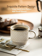 Gomakren Coffee Mugs Set of 4 Ceramic Coffee Cup with Stand, Creamy White - Image 5