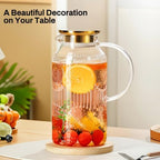 Buaic 2 PACK Glass Pitcher with Lid, 68 oz Vintage Water Carafe for Fridge - Image 6