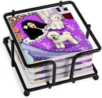 CafePress GIRL & BICHON FRISE DOGS BED Tumbled Stone - Set of 4 Coasters Set of 4 w/holder by CafePress
