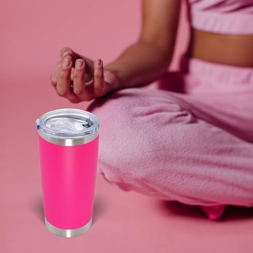 20oz Tumbler with Lid Stainless Steel Tumblers Insulated Mug Hot Pink 12P - Image 2