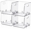 4 Pcs Clear Plastic Storage Bins Stackable Pantry Organizer by Ferrochef