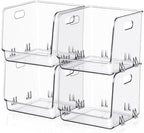 4 Pcs Clear Plastic Storage Bins Stackable Pantry Organizer by Ferrochef