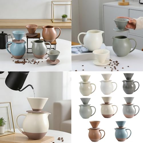 Elegant Ceramic Pours Over Coffee Maker Set with Dripper and 830ml Pots for Home Offices and Cafes Restaurant - Image 2