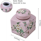 Coffee Bean Storage Canister with Airtight Lid, Decorative Ceramic Tea Jar with Vintage Floral Pattern, Sugar Container & Spice Jar for Kitchen Countertop, Cabinet or Shelf - Pink & 30oz - Image 5
