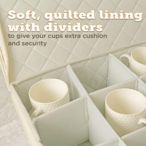 storageLAB Cup & Mug Storage Case | Hard Shell Felt Dividers | Cream - Image 5