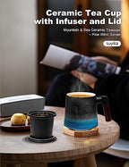 suyika Ceramic Tea Cup with Infuser and Lid, Matte Black 15.2 oz / 450 ml - Image 6