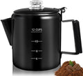 12 Cup Percolator 304 Stainless Steel Coffee Pot Coffee Maker Coffee Machine with Solid Wood Handle Transparent Knob Stovetop Greca Mocha for Induction Home and Camping 2200ml 74.4oz by Theperfectcombinationofcoffeehomeandhealthylivingmakingeverydayadayofrituals