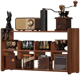 Coffee Cup Holder for Countertop Walnut Wood Coffee Mugs Holder for Kitchen Mug Display Rack (3-Tier Walnut wood A) by KAOTGOT
