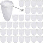 Woanger 40 Pack Reusable Fine Mesh Strainer Bags with Stainless Steel Handle, Large Capacity Nut Filter Bags for Juice, Almond Milk, Coffee, Soup, Bean Beverage & Cold Brew – Sturdy Nylon Strainers by Woanger
