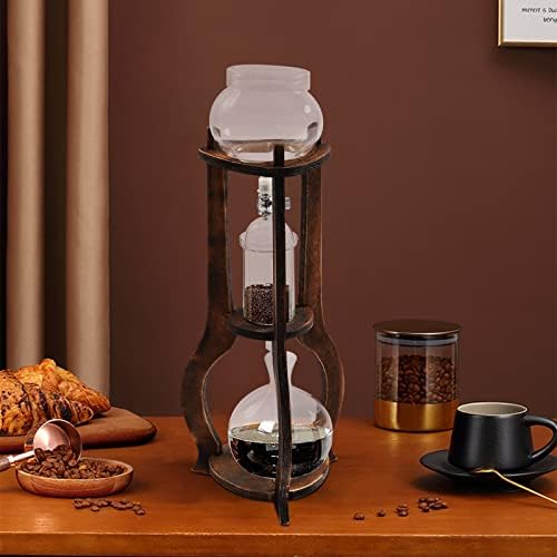 Cold Brew Coffee Maker, 600 ml/20.29 oz Iced Coffee Tower Dripper Coffee Maker & Tea Maker 6-8 Cups, High Borosilicate Glass, Wood, 304 Stainless Steel, Copper - for Home Office (Brown) - Image 4