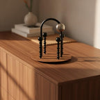 Countertop Cup Holder Stand with Handle Four Vertical Support Posts, Mug Tree with Wood Base, for Kitchen Counter - Image 2