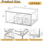 3 Pack Clear Tea Bag Organizer Drawer, Stackable Tea Storage Chest with Dividers for Kitchen, Pantry, Bathroom, Vanity, Countertop – Multi-Purpose Coffee, Cosmetic, Jewelry, Craft Acrylic Storage Bins - Image 2