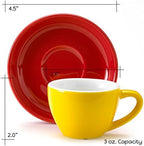 Espresso Cups and Saucers by Easy Living Goods - 3-Ounce Demitasse for Coffee, Set of 4, Assorted Colors (Vibrant) - Image 3
