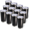 20oz Tumbler with Lid Stainless Steel Tumblers Insulated Mug Black 12P by AIANJI
