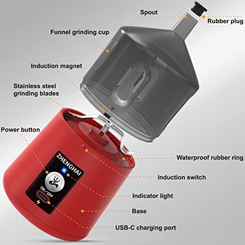 Electric Portable Herb Grinder. USB-C Rechargeable, Compact Size, Easy On/Off. Fast Grinding for Flower Buds Dry Spices Herbs, with Pulse Mode and Cleaning Brush (Red) - Image 6