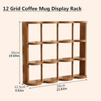 Wooden Coffee Mug Display Rack, Countertop Freestanding Grid Vintage Coffee Cup Display Stand, Rustic Coffee Mug Holder Organizer for Kitchen, Coffee Station,12 Grid - Image 3