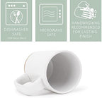 Elanze Designs Tall Ribbed Raw Clay Bottom White 16 ounce Ceramic Coffee Mugs Set of 4 - Image 4