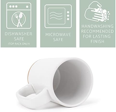 Elanze Designs Tall Ribbed Raw Clay Bottom White 16 ounce Ceramic Coffee Mugs Set of 4 - Image 4