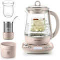 BUYDEEM Health Pot K2763-BA-PK Lite, Glass Electric Kettle for Tea & Coffee, Hot Water Boiler and Wamer with Stew Pot, Temperature Control, Pink, 1.5L by BUYDEEM