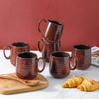 Hasense Coffee Mugs 8 oz, Ceramic Small Espresso Cups Set of 6, Mini Cups with Handle for Coffee, Tea and Cocoa, Modern Mugs for Mother's Day Gift, Dishwasher & Microwave Safe, Red - Image 5