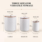 Mowtanco Embossed Ceramic Canister Set with Airtight Bamboo Lid - Image 2