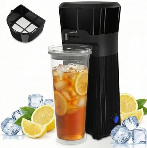 SUNVIVI 20 Oz Iced Tea Maker for Ground Coffee, Cold Brew Coffee Maker with Reusable Coffee Filter and Insulated Pitcher, Single Serve Machine for Home, Strength Control for Flavor, Black by WeGetLife
