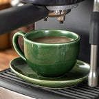 vicrays 6.5 oz Cappuccino Cups with Saucers, Set of 4, Ceramic Coffee Cup for Au Lait, Double shot, Latte, Cafe Mocha, Tea (Green) - Image 7