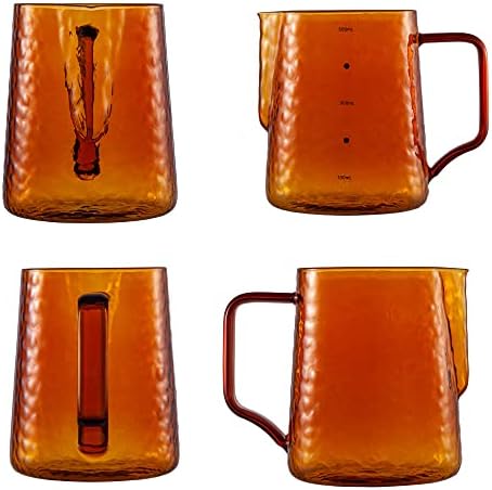 Milk Jug High Borosilicate Glass Milk Frother Jug with Measurement, 20oz/600ml Hammer Heat Resistant Glass Milk Coffee Machine Cappuccino Latte Art Steaming Pitcher Barista Microwave Safe &Stovetop - Image 5