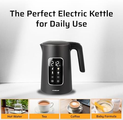 Epsilon LCD Electric Kettle 1100W - 1.7L Hot Water Tea Kettle with Digital Display, Temperature Control, Fast Boil, BPA-Free Electric Teapot with Auto Shut-Off & Boil Dry Protection - Image 5