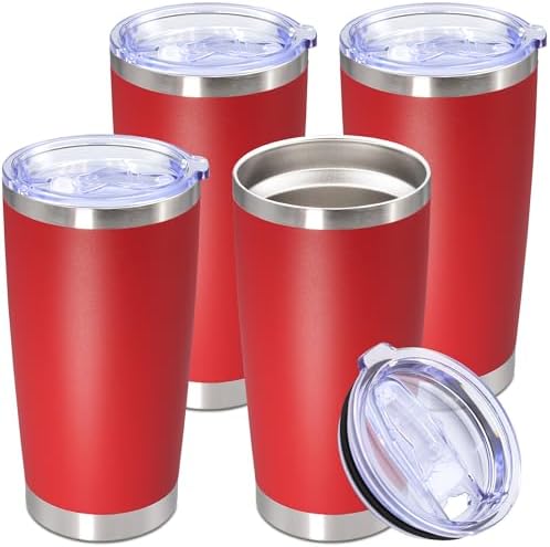 20oz Tumbler Stainless Steel Tumbler Coffee Tumbler with Lid Red, 4P by AUWBON