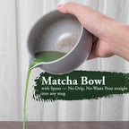 Stone-Texture Gray Matcha Whisk Set with Pouring Spout – Japanese Matcha Kit with Handcrafted Ceramic Bowl, Bamboo Whisk, Scoop, and Holder for Authentic Tea Ceremony - Image 3