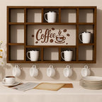 Cinnvoice Oversize Coffee Mug Display Shelf for Wall, Rustic Brown by QinYee
