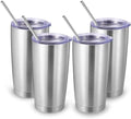 Volhoply 20oz Stainless Steel Tumbler with Lid and Straw Bulk 4 Pack,Double Wall Insulated Travel Iced Coffee Mug Fits Cup Holder,Powder Coated Cups for Hot/Cold Drinks,Christmas Gifts（Silver,4 Set） by LiveFully%EF%BC%8CDrinkFreely%E2%80%94KeepGoingwithVolhoply%EF%BC%81
