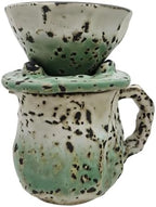 Textured Ceramic Coffee Set, Dripper Server for Morning Brewing, Vintage Glazed Look, Countertop Kitchen Display Manual Coffee Dripper Ceramic Brewer Glazed Server Countertop Brewing Set Hand Drip by Unknown