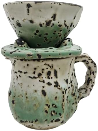 Textured Ceramic Coffee Set, Dripper Server for Morning Brewing, Vintage Glazed Look, Countertop Kitchen Display Manual Coffee Dripper Ceramic Brewer Glazed Server Countertop Brewing Set Hand Drip by Unknown