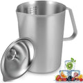 1 Pcs 2L/70 oz Large Stainless Steel Pitcher with Lid, Metal Measuring Cup with Handle & Scales, Wide Mouth Graduated Beakers, Milk Frothing Jug Metal Pitcher for Coffee Latte Art, Hot/Cold Water by Unknown