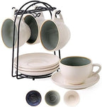 Stackable Cappuccino Cup Set of 4 [8oz] Activated-Glazed Ceramic Coffee Cup by SIDUCAL