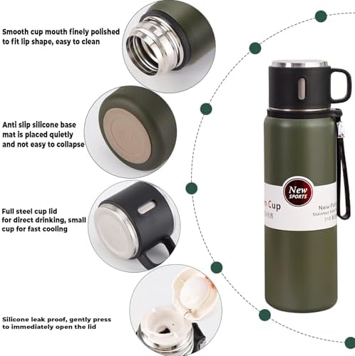 1000ml Double wall vacuum Leakproof stainless steel wide mouth insulated water bottle,tea tumbler with tea strainer infuser basket,cup and lid; travel coffee thermoses hot drinks,cold thermal flask - Image 2