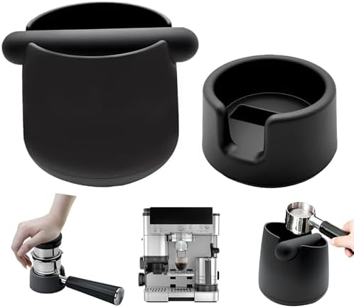 Portafilter Holder & Coffee Knock Box Combo for Ninja Luxe Café ES601&ES701 Espresso Machine - Anti-Slip Silicone Coffee Tamper Base and Large Capacity ABS Knock Box Espresso Accessories Kit,Black by Unknown