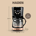 HADEN 12 Cup Programmable Drip Coffee Maker Coffee Machine, Black & Copper - Image 4