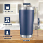 20 oz Tumblers Bulk Stainless Steel Tumbler with Lid Double Wall Vacuum Insulated Coffee Mug 20oz Powder Coated Cup for Hot and Cold Drinks, Navy, 6 pack - Image 3