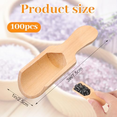 100 Pack Mini Wooden Spoons for Jars Small Bath Salt Bamboo Spoons Bulk Small Scoop Mini Scooper Wooden Candy Spoon Washing Powder for Sugar Scrubs, Bath Salts, Cooking - Image 2