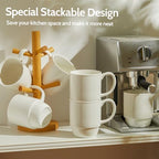 Sweese 21 Oz Large Mug Set, Porcelain Stackable Mugs Sets of 6, Coffee Cups with Handle for Coffee, Tea and Mulled Drinks, White - Image 3