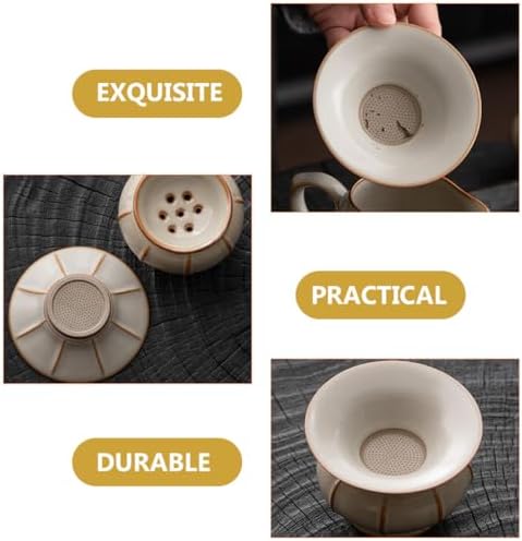 BESPORTBLE Ceramic Tea Filter with Fine Mesh Strainer Porcelain Loose Leaf Infuser for Kung Fu Tea with Base - Image 3