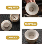BESPORTBLE Ceramic Tea Filter with Fine Mesh Strainer Porcelain Loose Leaf Infuser for Kung Fu Tea with Base - Image 3