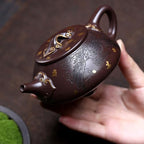 Kettle Teapot Vintage Engraved Fenglaiyi Gold-Painted Stone Scoop Teapot Office Tea Infuser Portable Water Teapot - Image 5