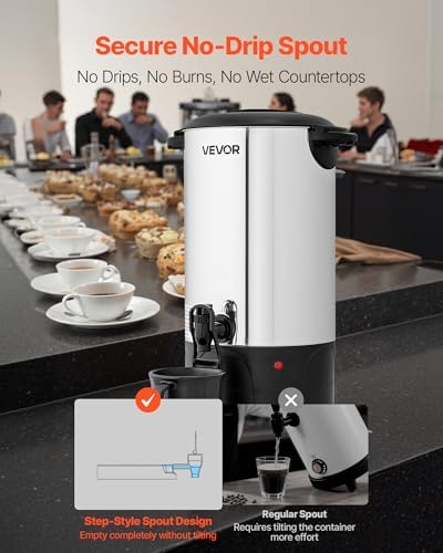 VEVOR Commercial Coffee Urn, 40 Cup 6 L Hot Beverage Dispenser with Dripless Faucet, Quick-Brewing Commercial Coffee Maker, with Stainless Steel Liner, for Catering, Business, Church & Restaurant - Image 5