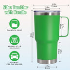 20 oz Tumbler with Handle and Lid Insulated Travel Coffee Mug Green 6P - Image 6