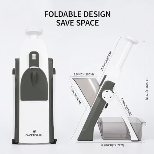 ONCE FOR ALL Upgrade Safe Mandoline Slicer Plus, Adjustable Vegetable Slicer DarkGray - Image 5